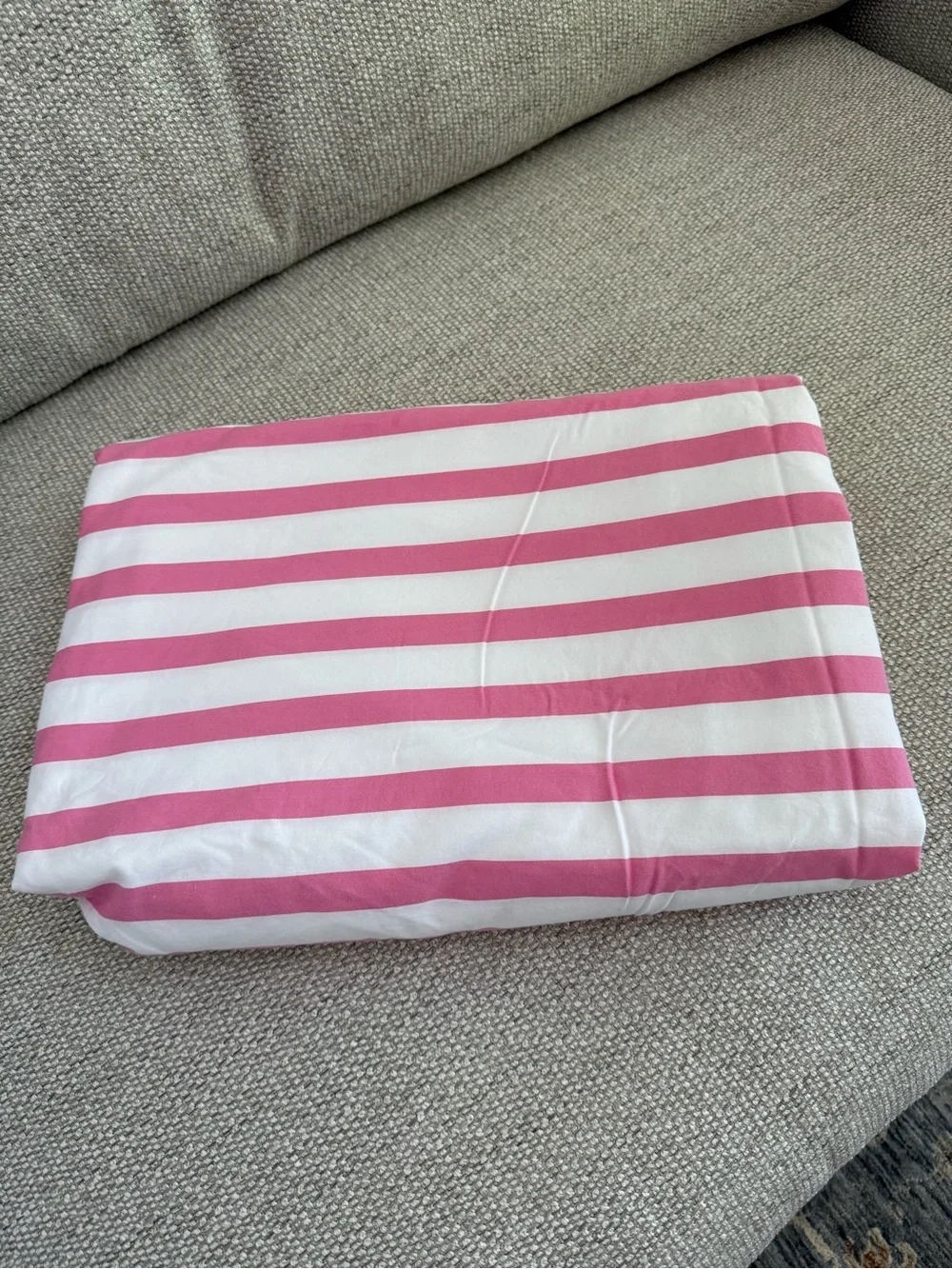Hanna Home Pink White Stripe Twin Duvet Cover 100% Cotton 61 x 81